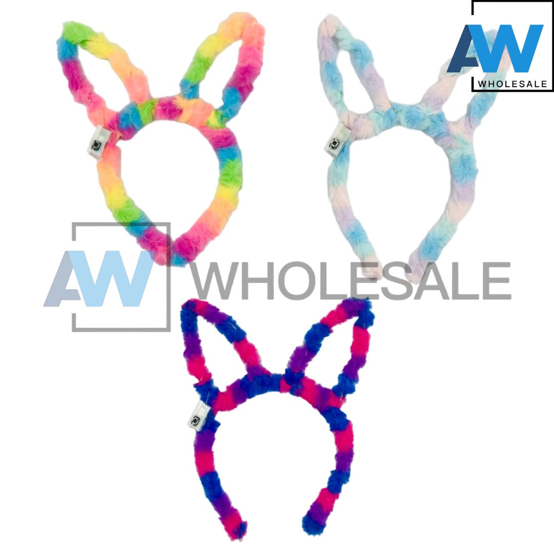 HB-1443 (12 pcs) LED Faux Fur Headbands
