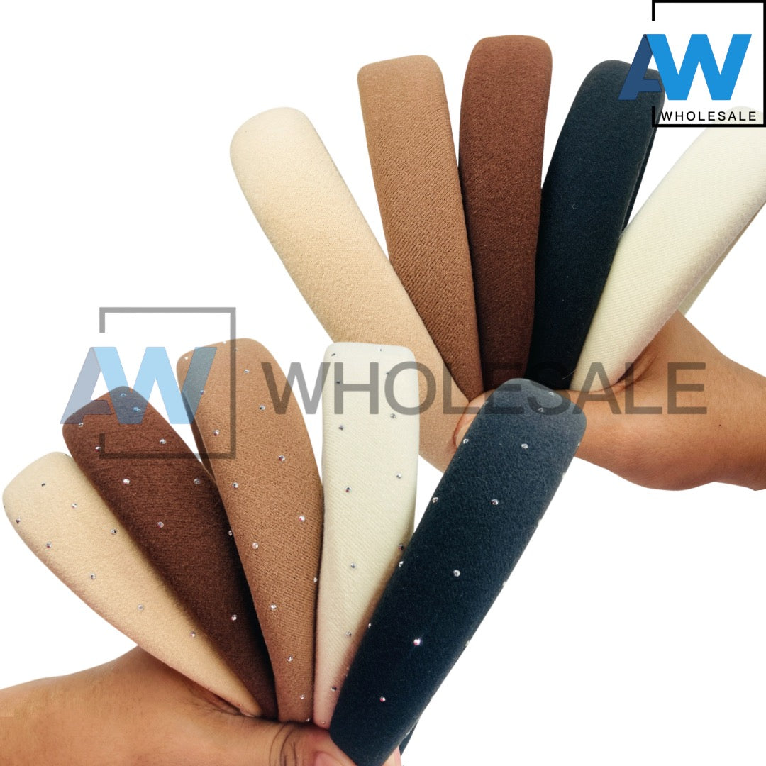 HB-1451 (12 pcs) Plush Fabric Headbands