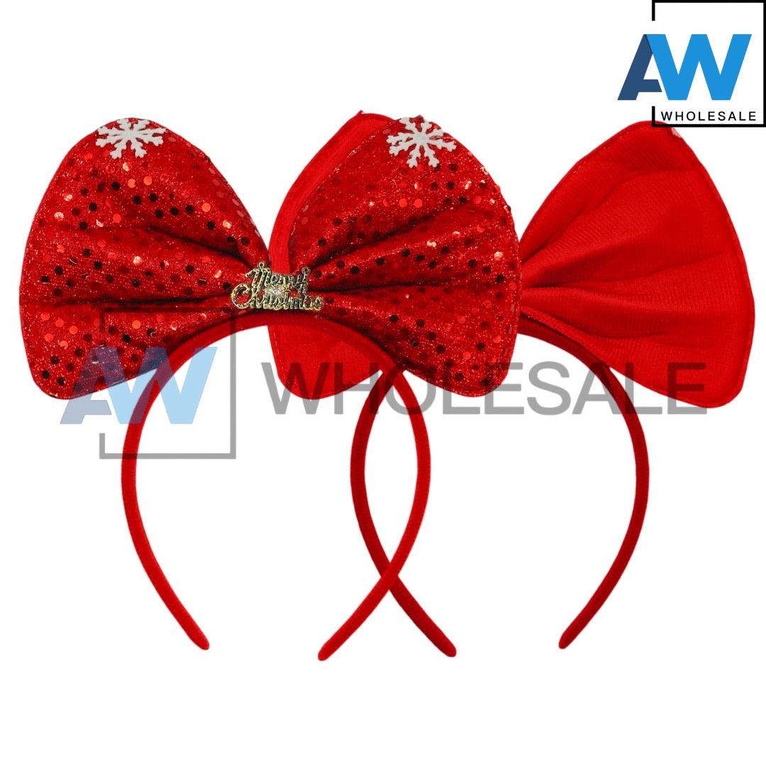 HB-1526 (12 pcs) Christmas Bow Headbands