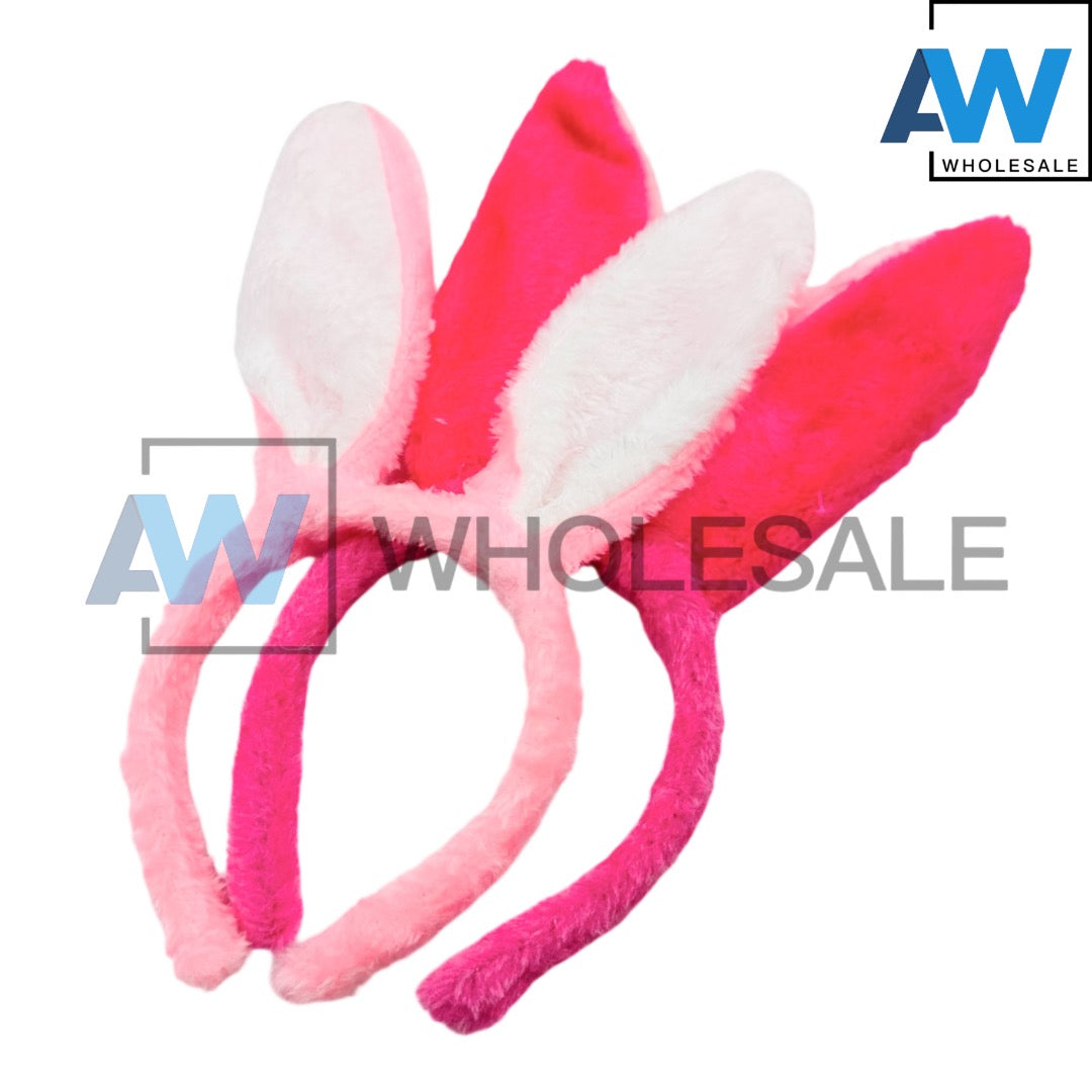 HB-1550 (12 pcs) Faux Fur Bunny Ear Headbands