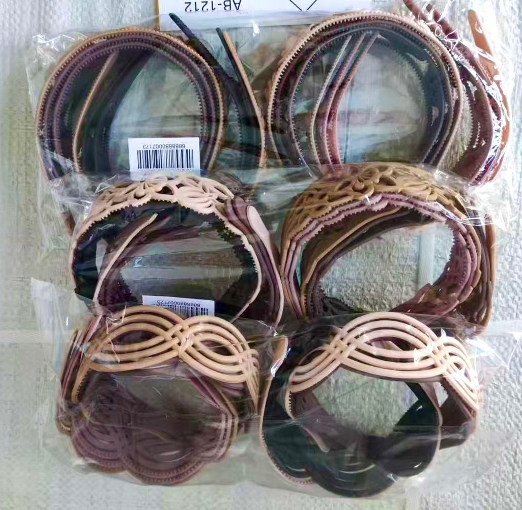 HB-1568 (12 pcs) 5 cm Matte Plastic Headbands
