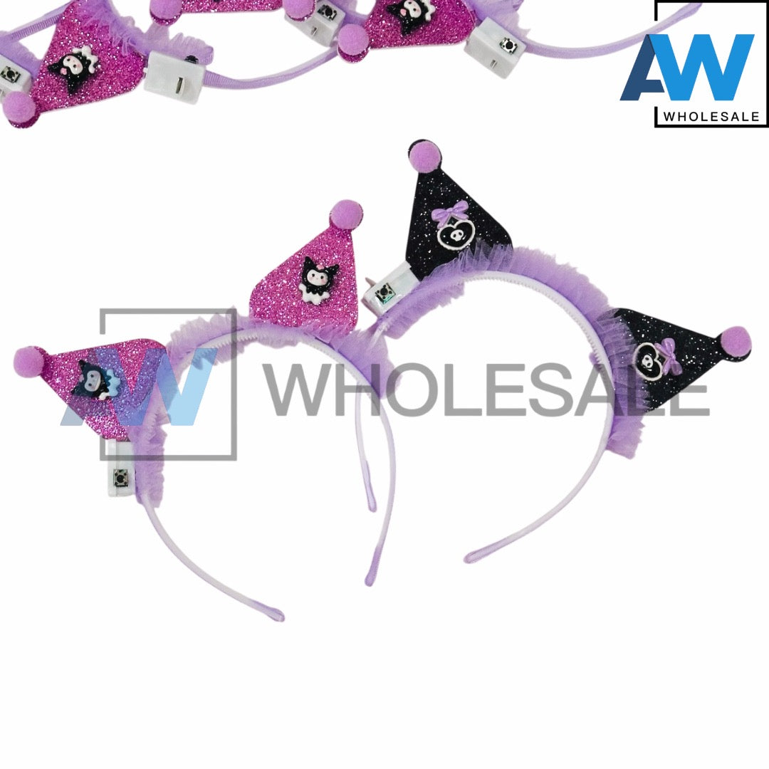 HB-1569 (12 pcs) K Character LED Ribbon Headbands