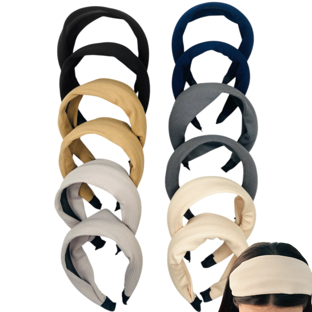 HB-1596 (12 pcs) Fabric 5 cm Thick Headbands