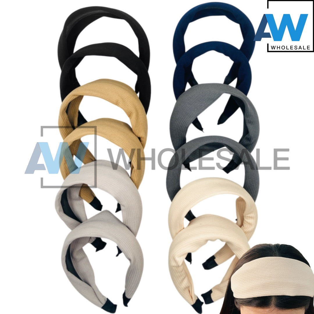 HB-1596 (12 pcs) Fabric 5 cm Thick Headbands