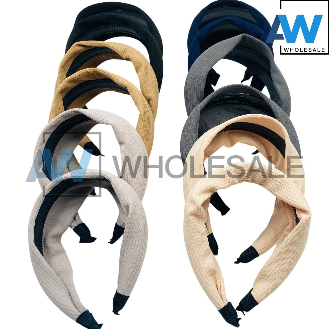 HB-1596 (12 pcs) Fabric 5 cm Thick Headbands