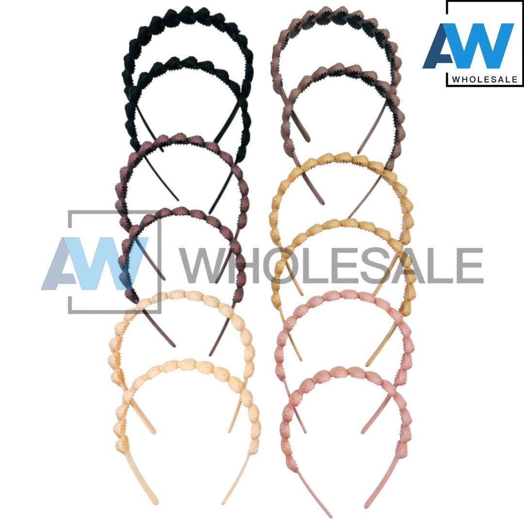 HB-1628 (12 pcs) Matte 2 cm Plastic Headbands