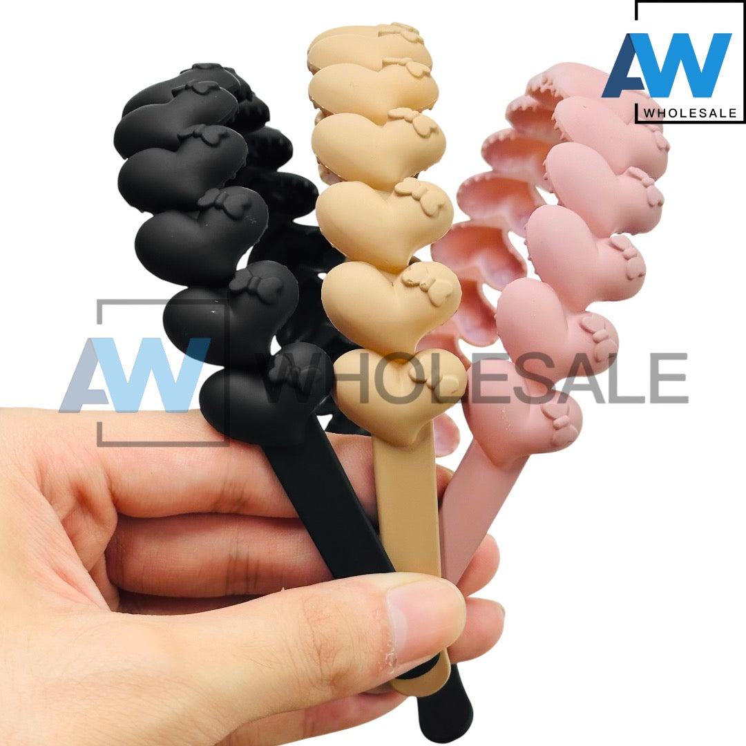 HB-1628 (12 pcs) Matte 2 cm Plastic Headbands