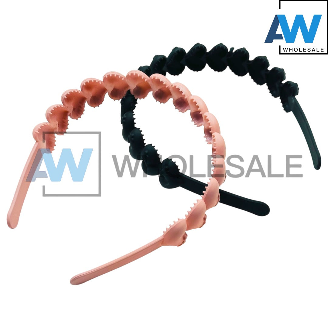 HB-1628 (12 pcs) Matte 2 cm Plastic Headbands