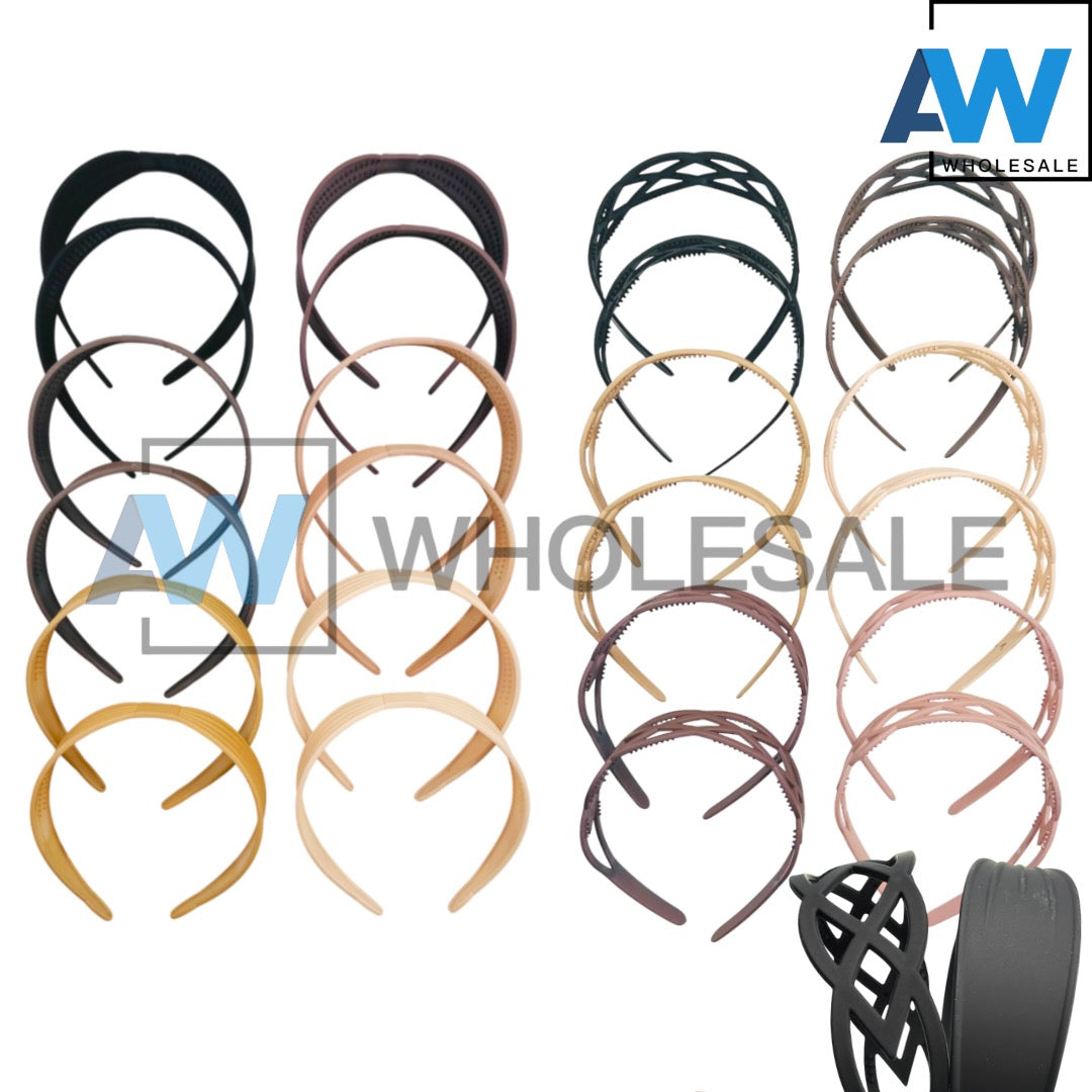 HB-1629 (12 pcs) Matte 4 cm Thick Plastic Headbands