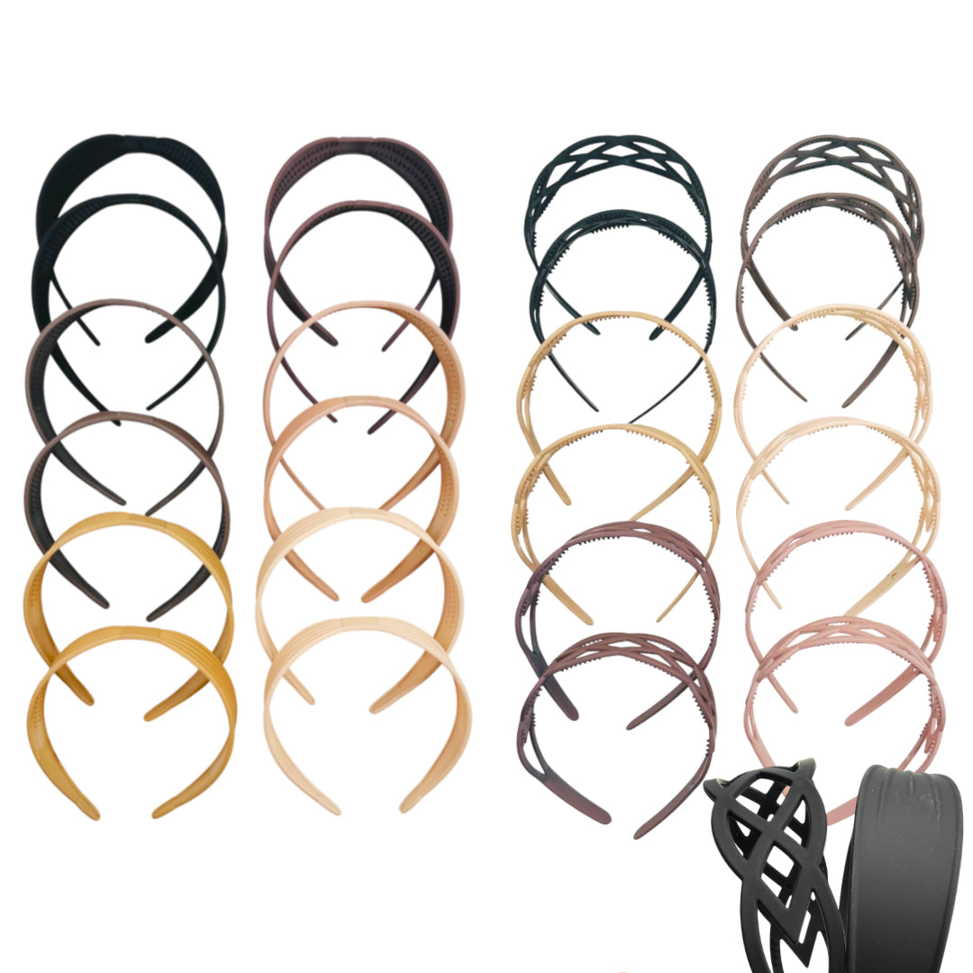 HB-1629 (12 pcs) Matte 4 cm Thick Plastic Headbands