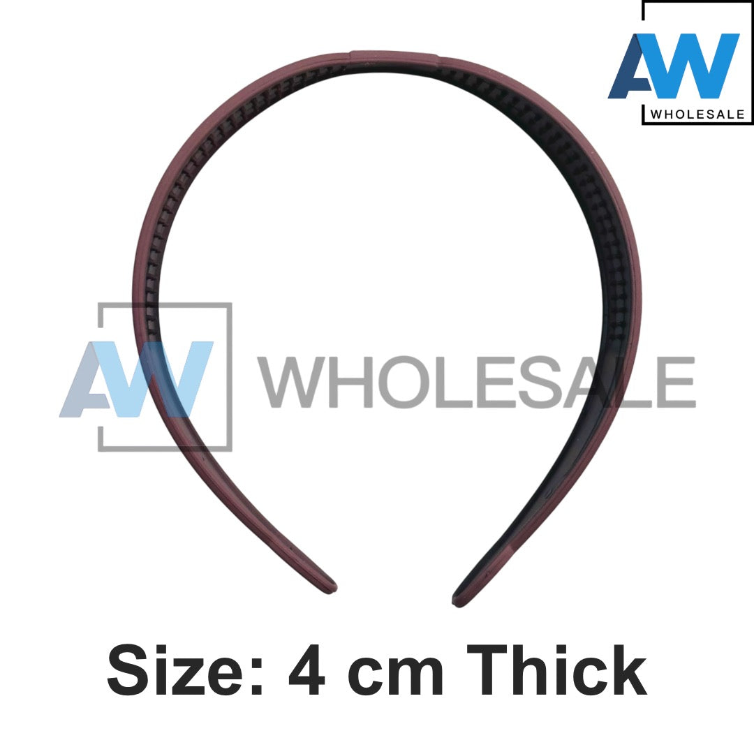 HB-1629 (12 pcs) Matte 4 cm Thick Plastic Headbands