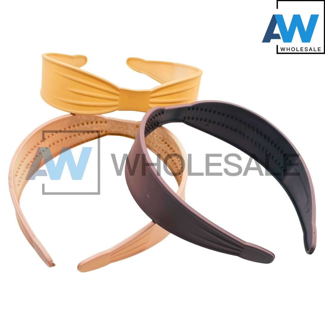 HB-1629 (12 pcs) Matte 4 cm Thick Plastic Headbands