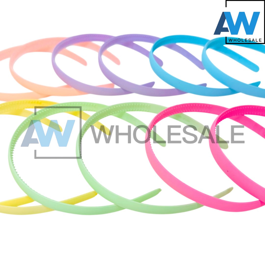 HB-1630 (12 pcs) Matte Finish Pastel 1 cm Headbands