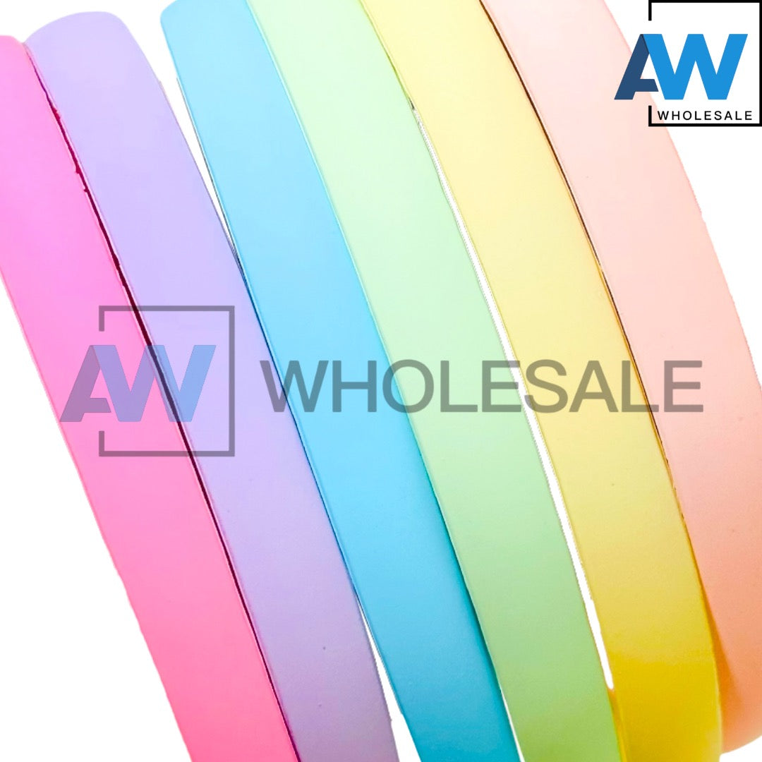 HB-1630 (12 pcs) Matte Finish Pastel 1 cm Headbands