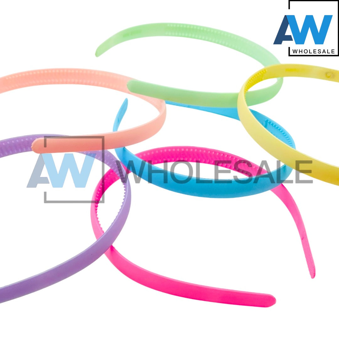 HB-1630 (12 pcs) Matte Finish Pastel 1 cm Headbands