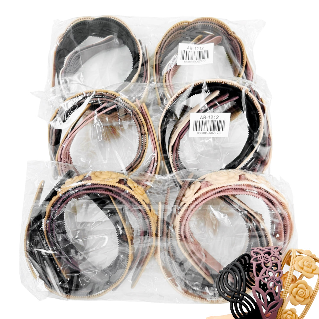 HB-1638 (12 pcs) Matte 5 cm Plastic Headbands
