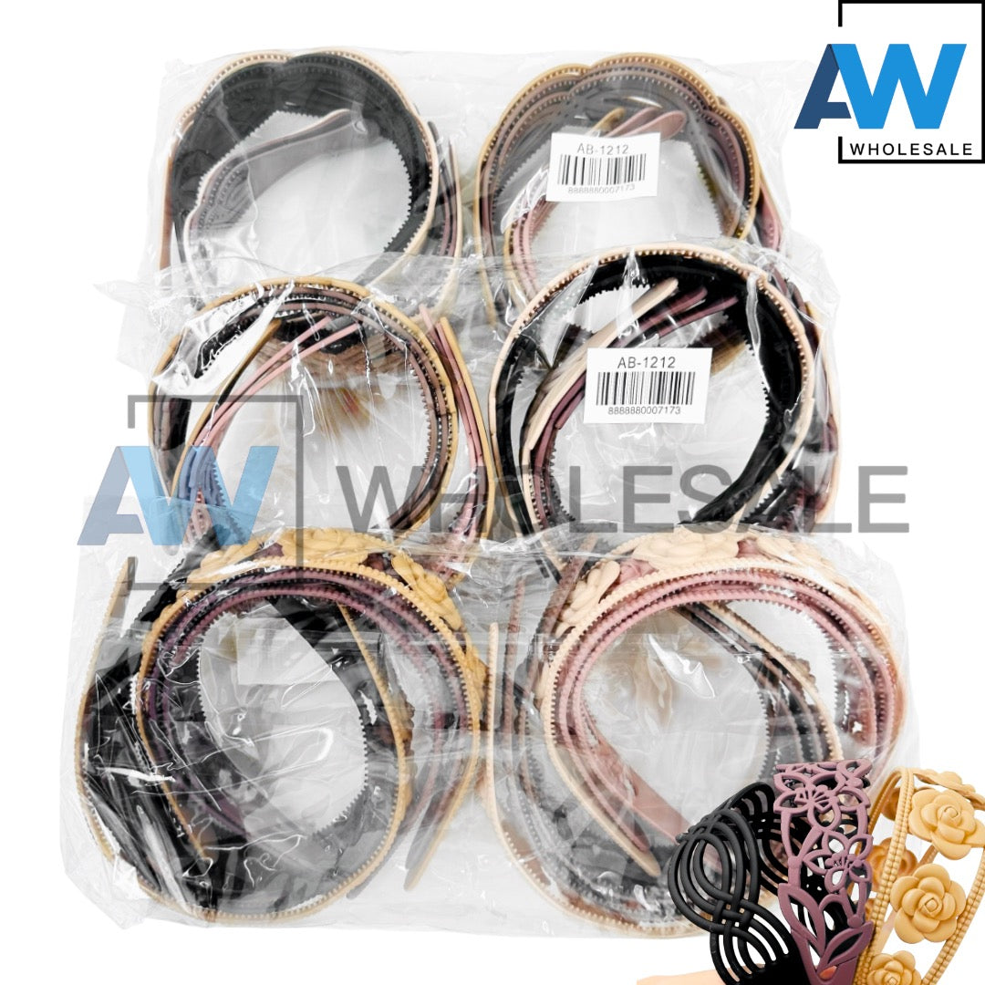 HB-1638 (12 pcs) Matte 5 cm Plastic Headbands
