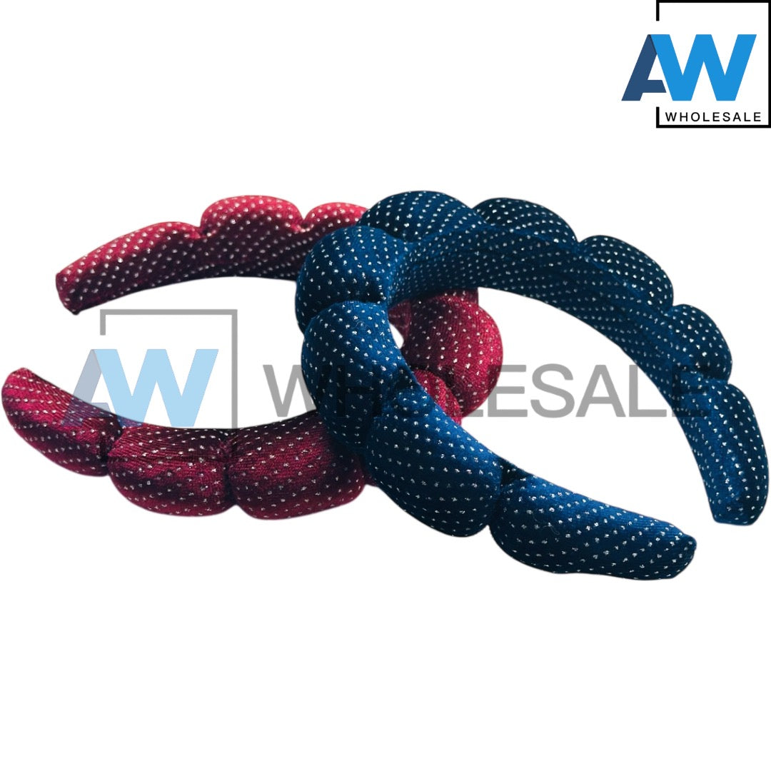 HB-1643 (6 pcs) Metal Bead Plush Headbands