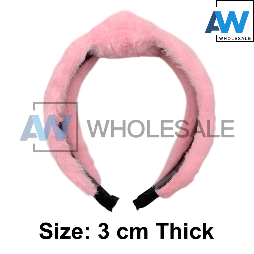 HB-1648 (12 pcs) Faux Fur 3 cm Thick Headbands
