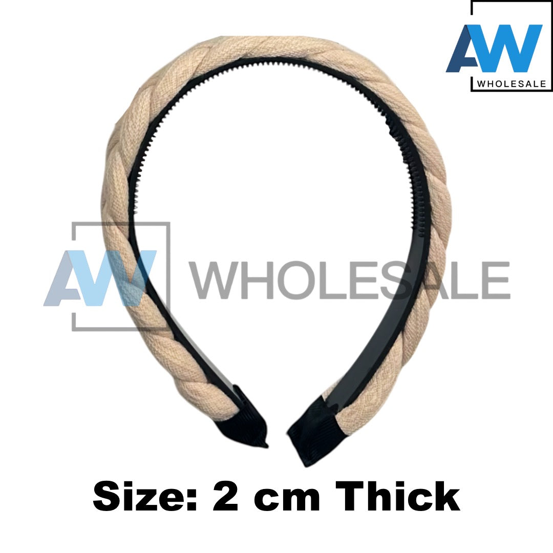 HB-1652 (12 pcs) Braided Fabric Headbands