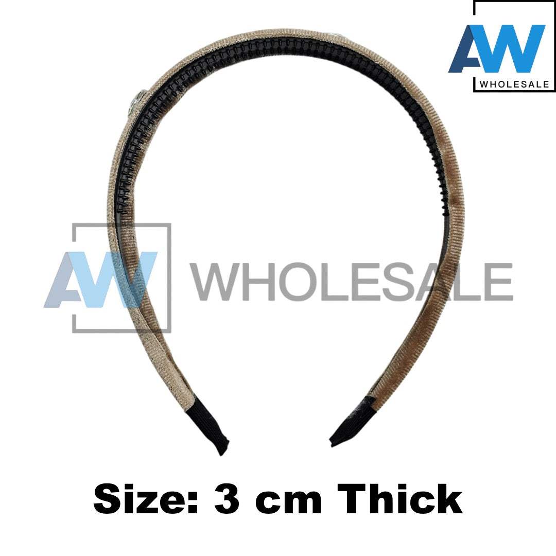 HB-1654 (12 pcs) Diamond Velvet Headbands