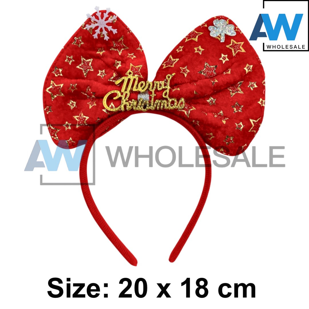 HB-1664 (12 pcs) Ribbon Christmas Headbands