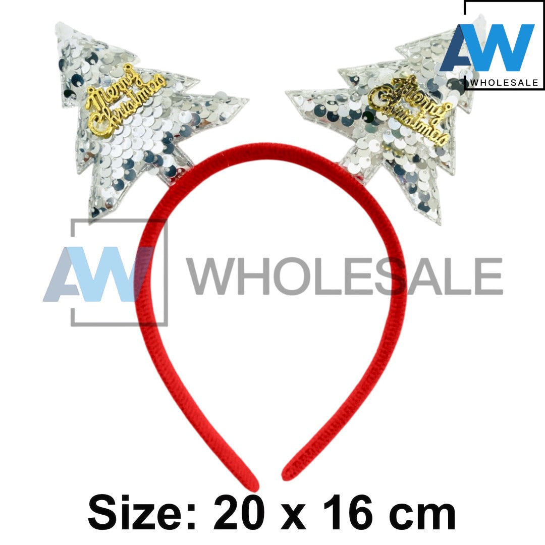 HB-1670 (12 pcs) Christmas Tree Sequin Headbands