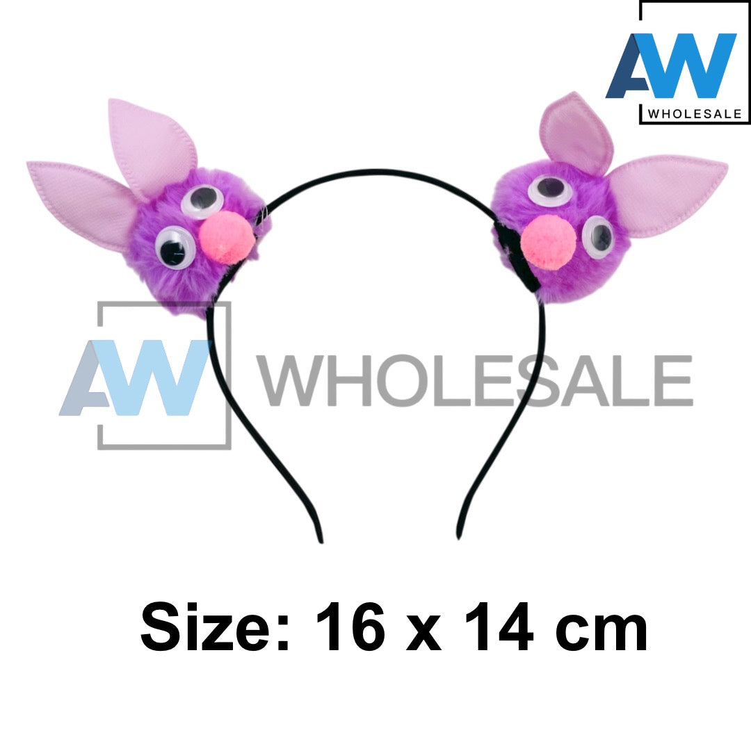 HB-1678 (12 pcs) Pom Pom Bunny Headbands