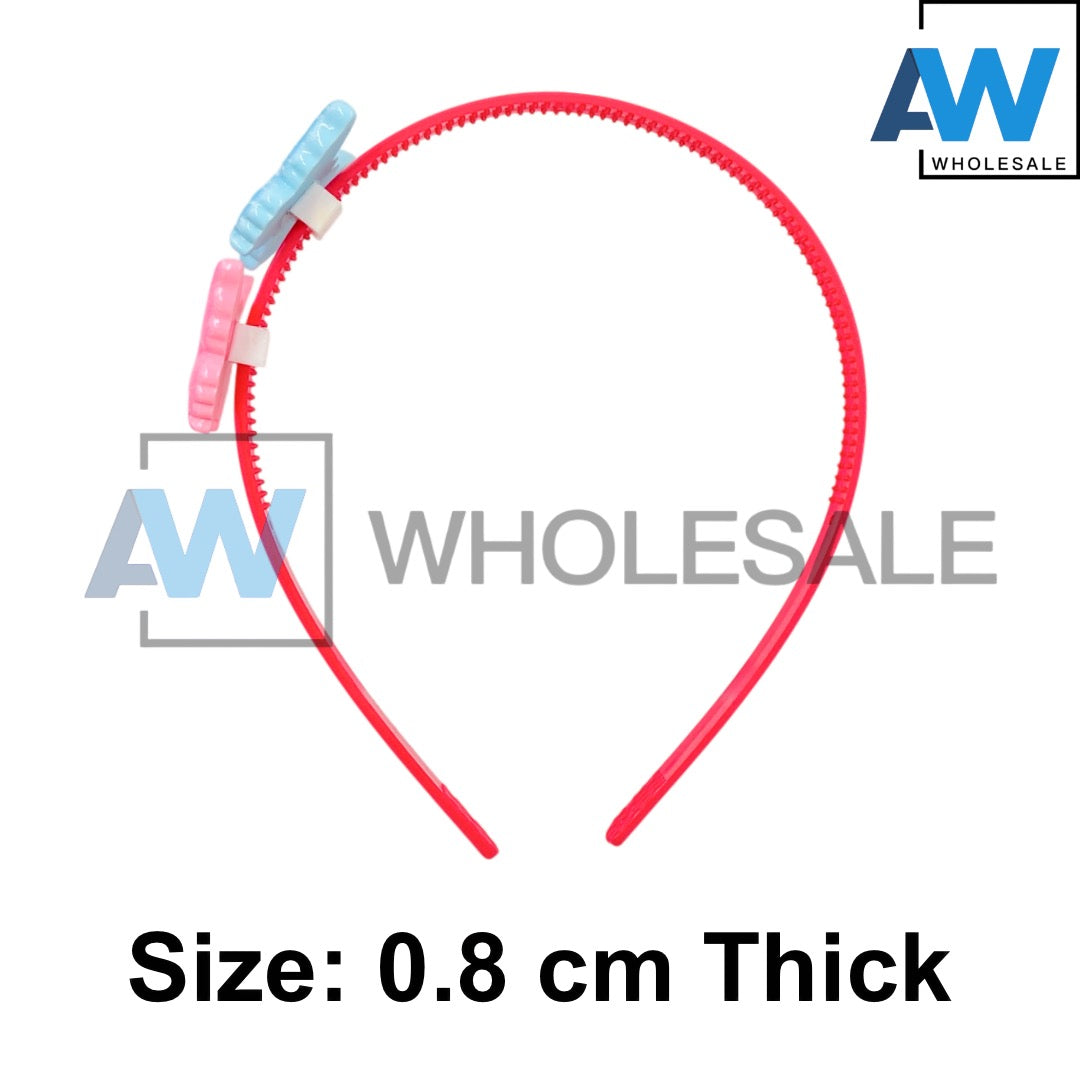 HB-1696 (12 pcs) Double Butterfly Plastic Headbands