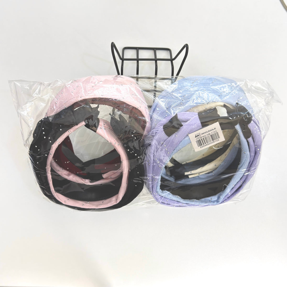 HB-1722 (12 pcs) 6cm Wide Rhinestone Headband