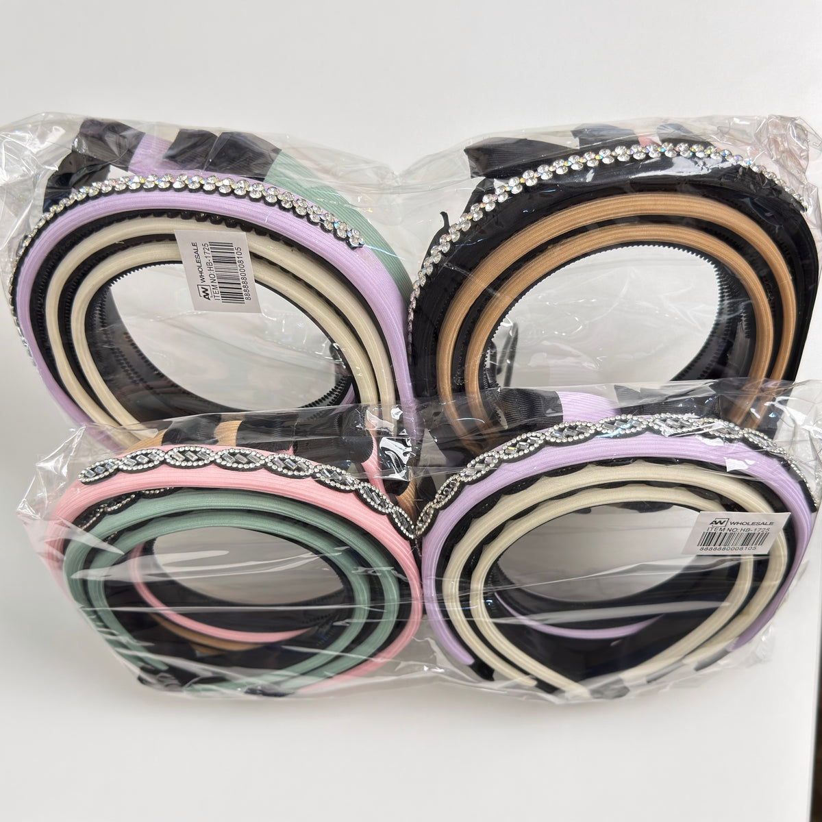 HB-1725 (12 pcs) 2cm Rhinestone Bar Headband