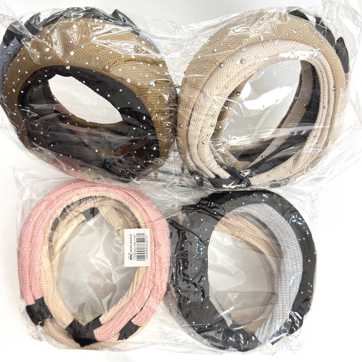 HB-1727 (12 pcs) 6cm Rhinestone Yarn Headband