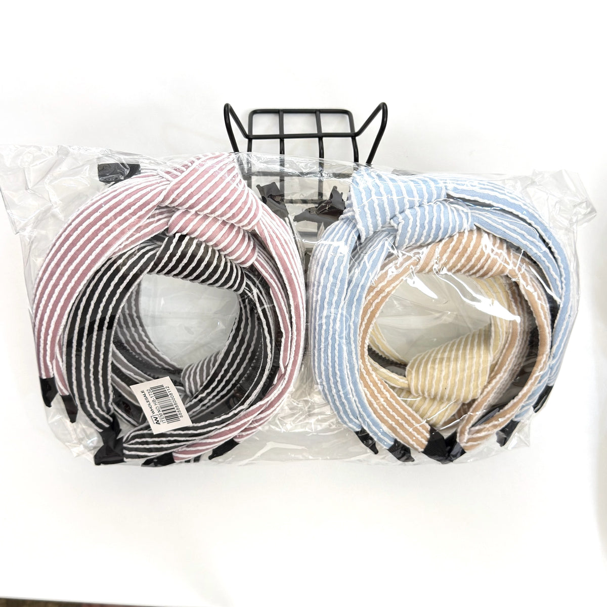 HB-1732 (12 pcs) 5cm Knotted Stripe Mesh Headband