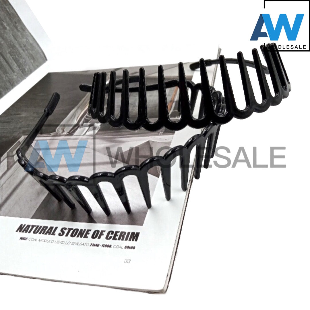 HB-230B (12 pcs) Glossy Toothed Headbands