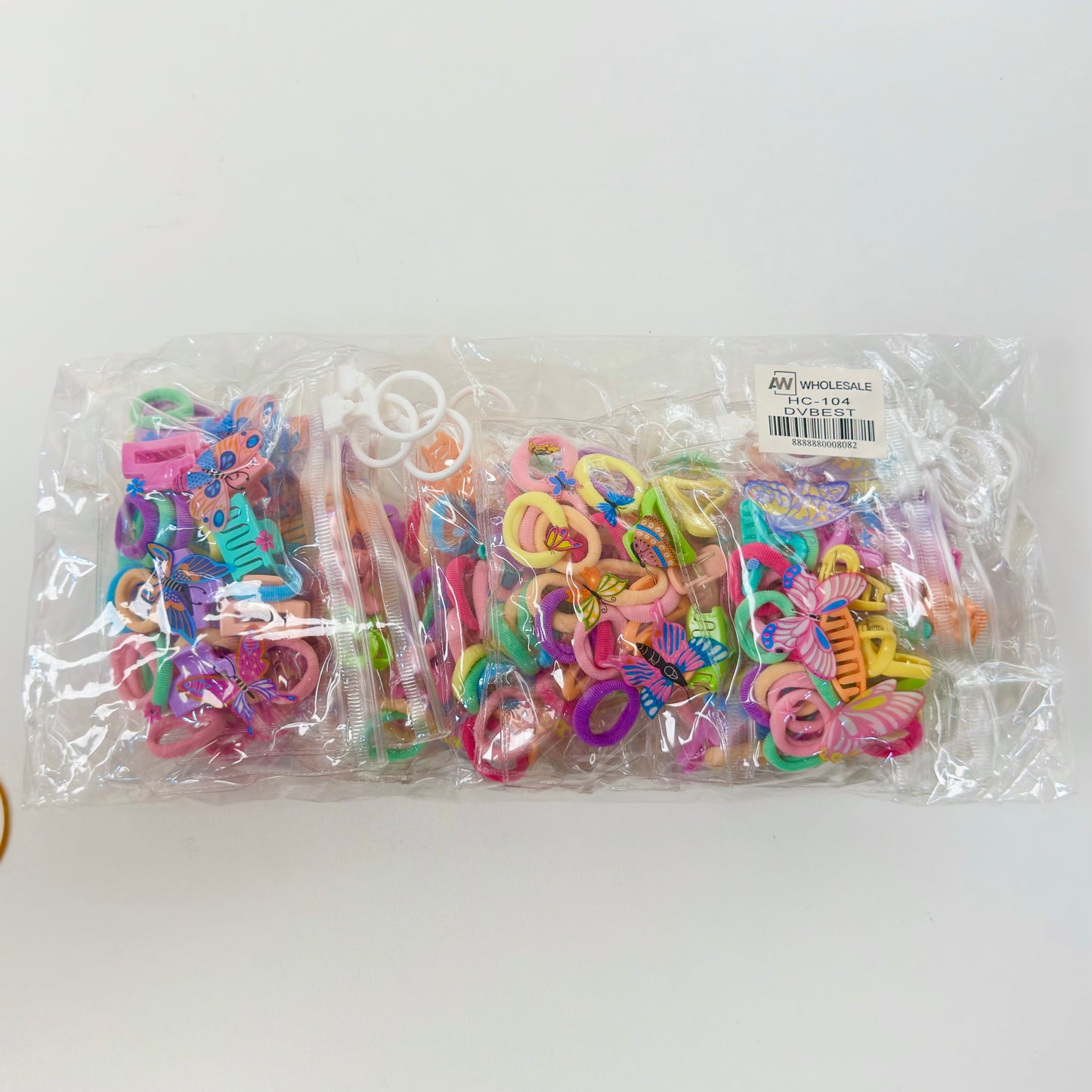 HC-104 (12 bags) Mini Claw Clip and Hair Tie Set