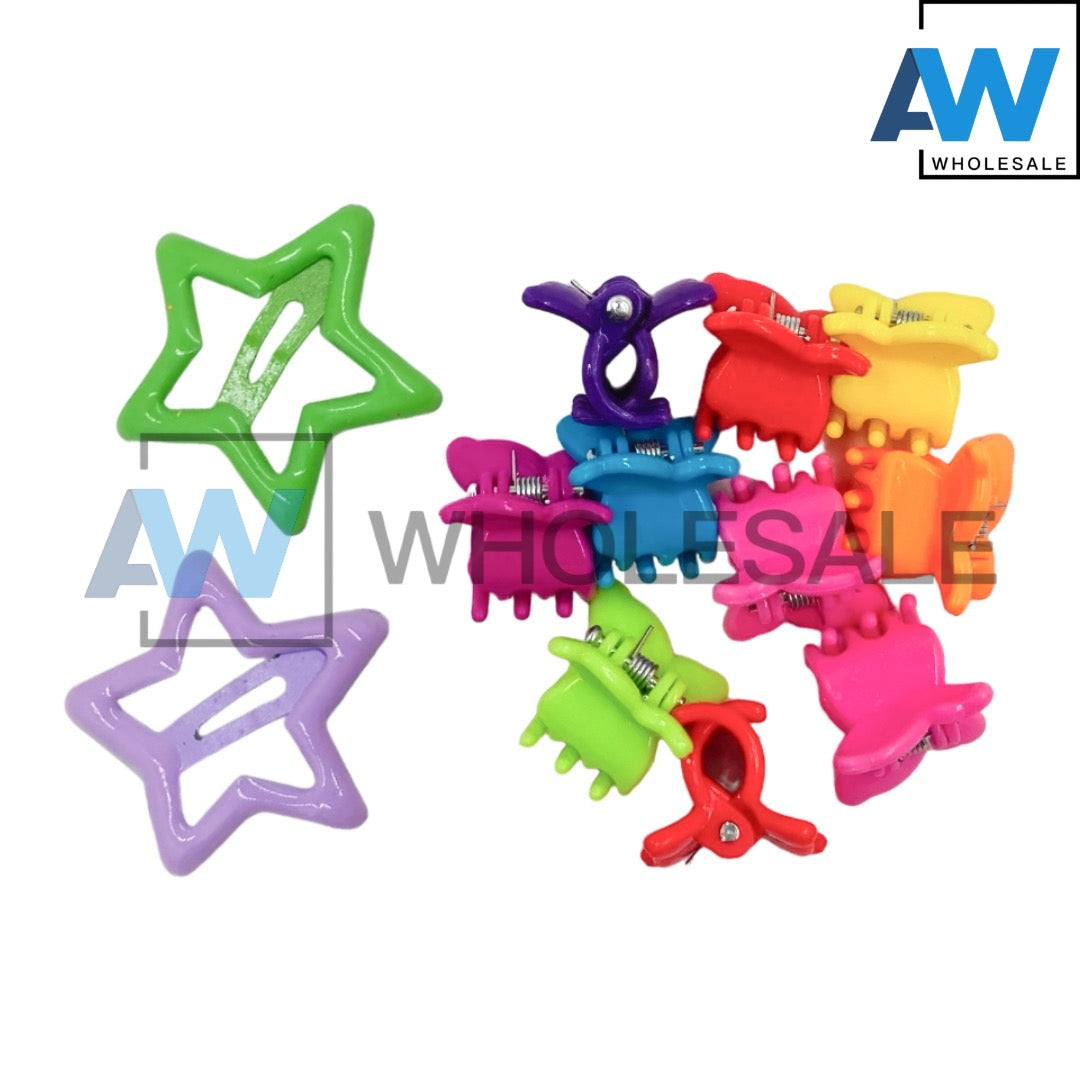 HC-35 (12 cards) 1 cm Claw + Snap Hair Clips