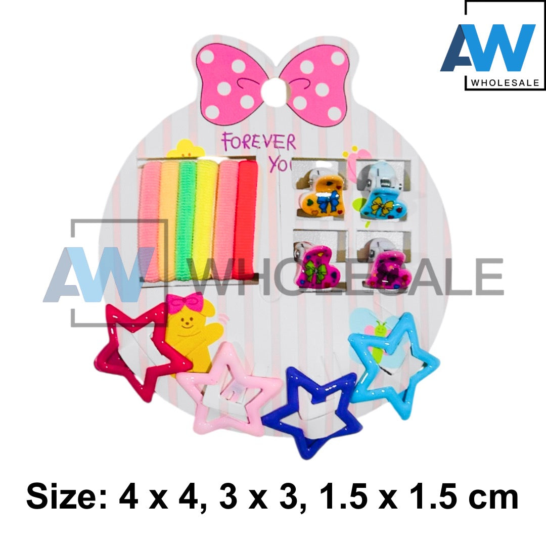 HC-90 (12 cards) 14 in 1 Hair Clip + Hair Tie Set