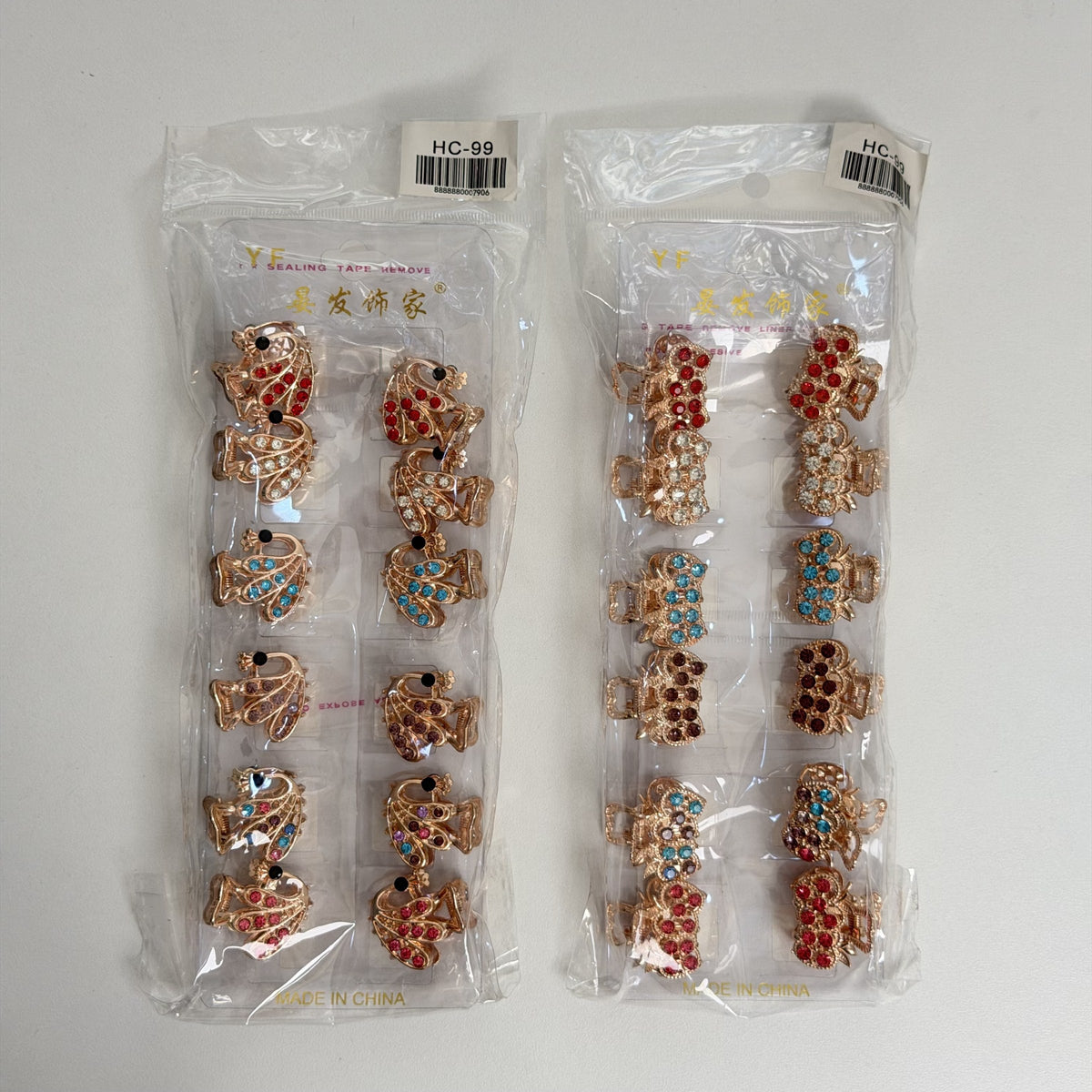 HC-99 (12 pcs) Full Rhinestone Mini Hair Claw