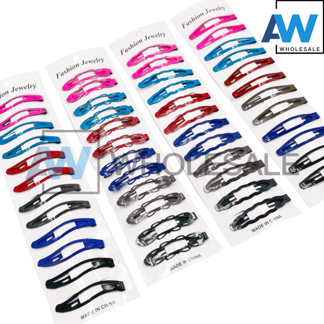 HPN-05A/HPN-05B (12 pcs) Plain Color Snap Hair Clips