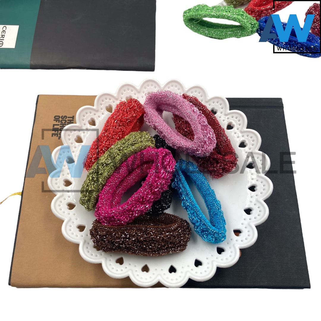 HPN-1129 (24 pcs) Glitter Elastic Hair Ties