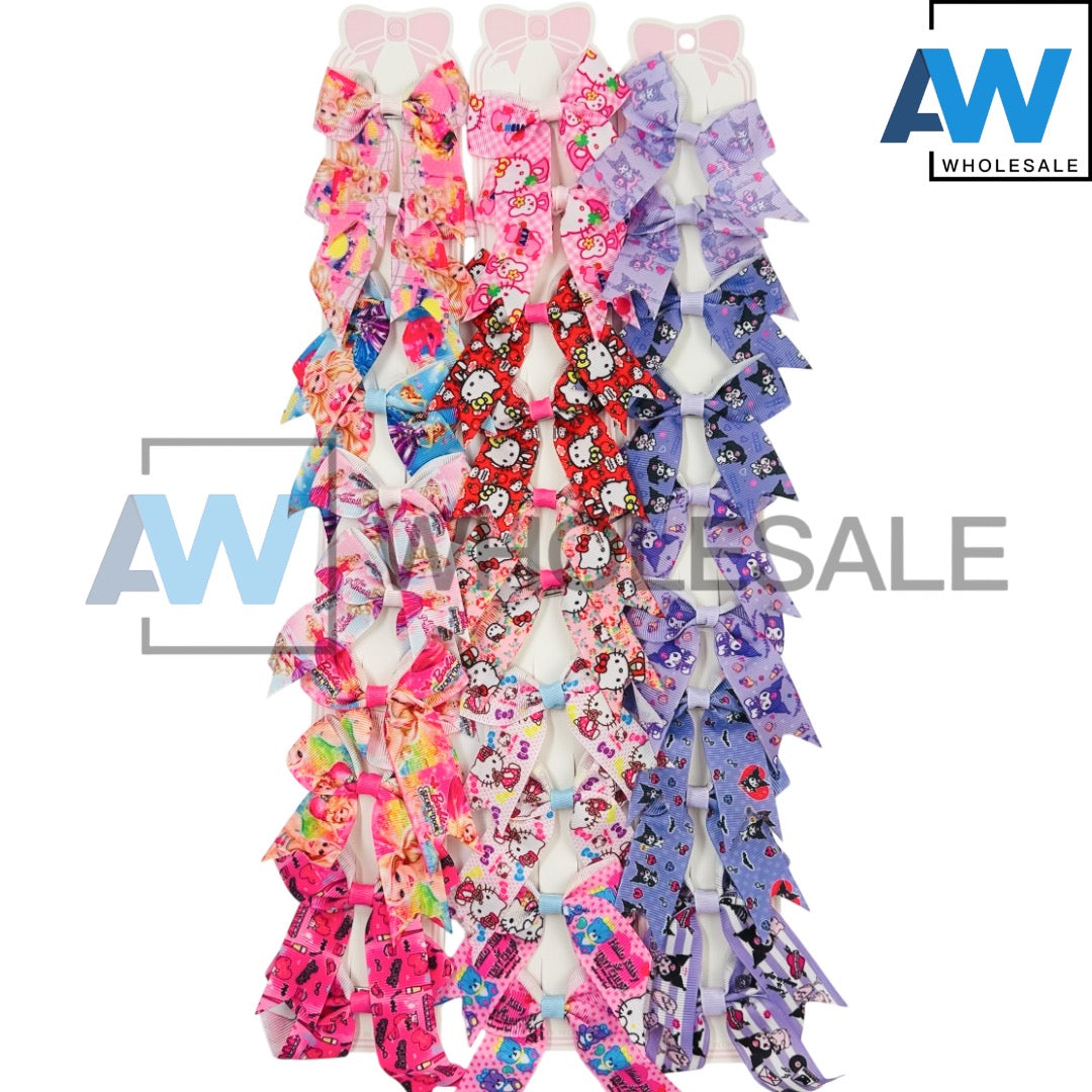 HPN-134 (10 pcs) Pattern Ribbon Hair Clips