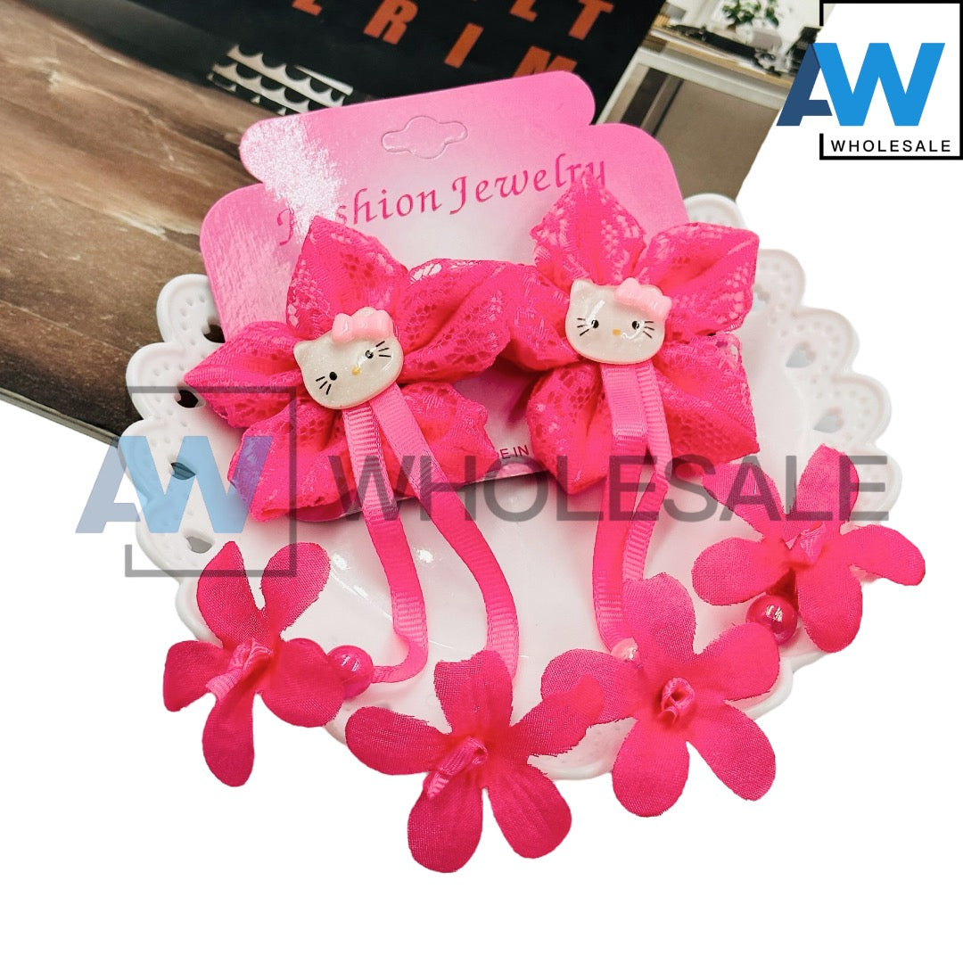 HPN-1446 (12 cards) Pink Character Lace Hair Clip