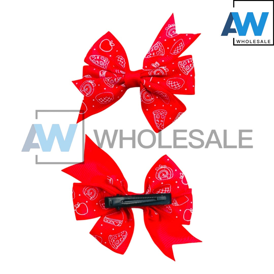 HPN-1557 (10 pcs) Plain/Pattern Ribbon Hair Clips