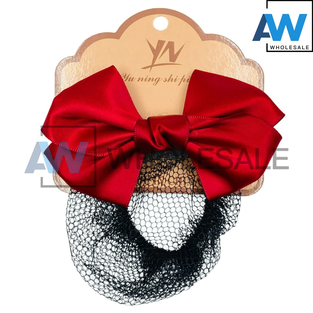 HPN-1815 (12 pcs) Satin Ribbon Hair Net Hair Clips