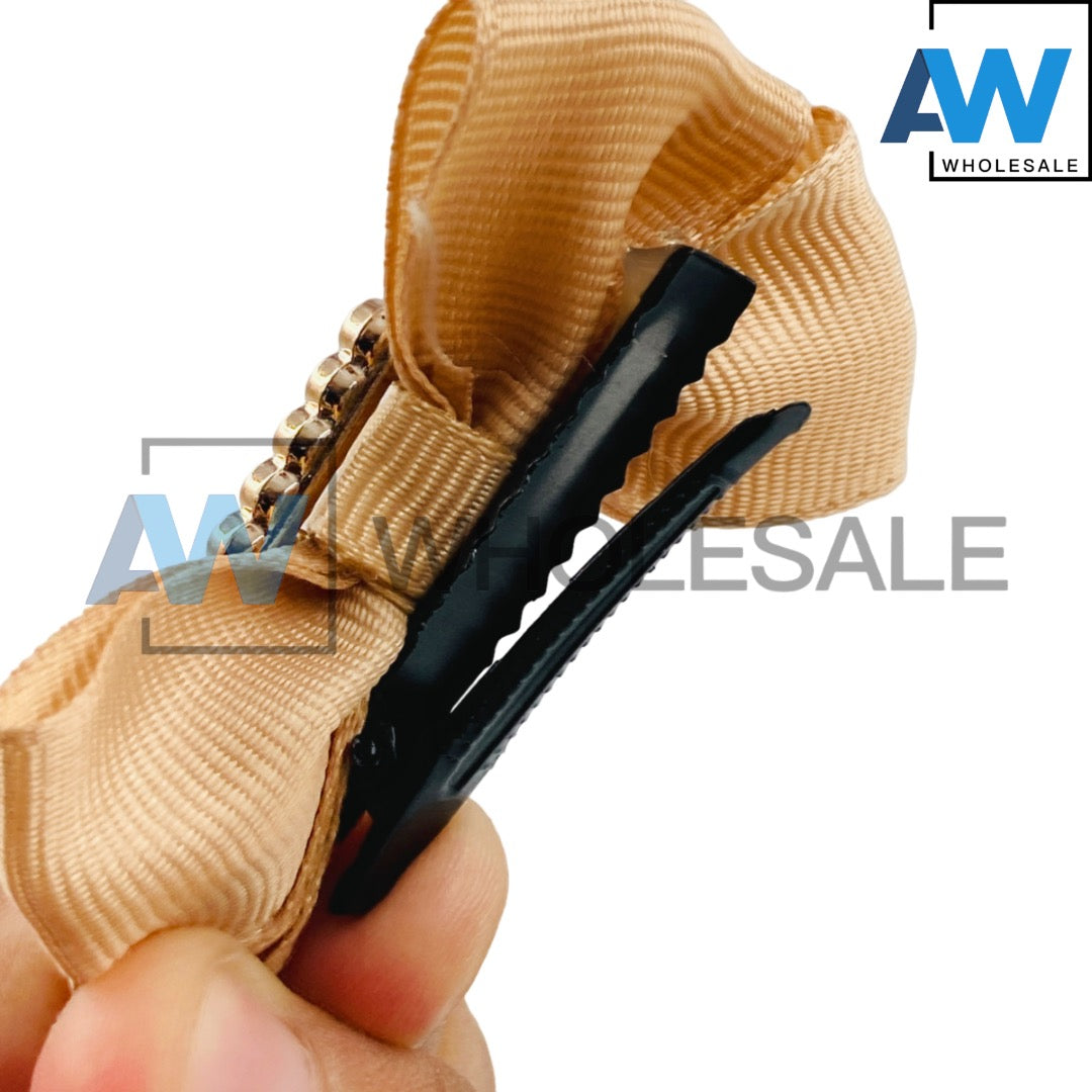 HPN-1915 (10 pcs) Crystal Gem Ribbon Hair Clips