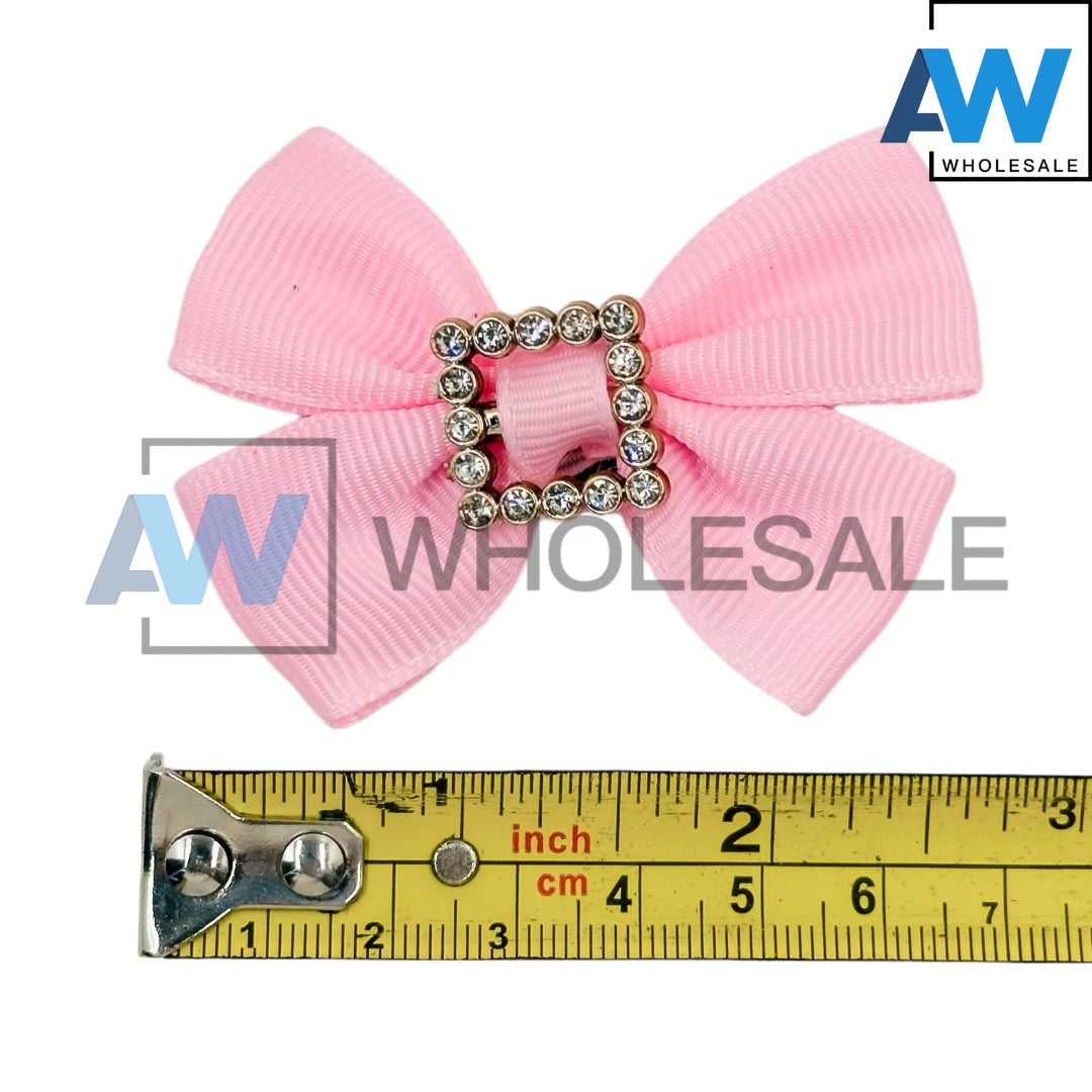 HPN-1915 (10 pcs) Crystal Gem Ribbon Hair Clips