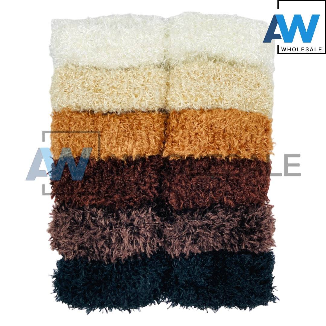 HPN-1927 (12 pcs) Fuzzy Scrunchies Hair Ties