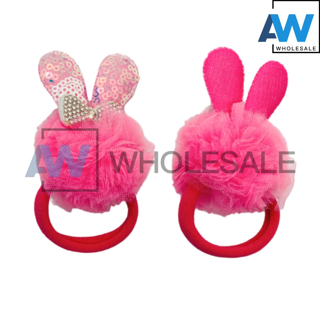 HPN-1955 (10 pcs) Pom Pom Bunny Elastic Hair Ties