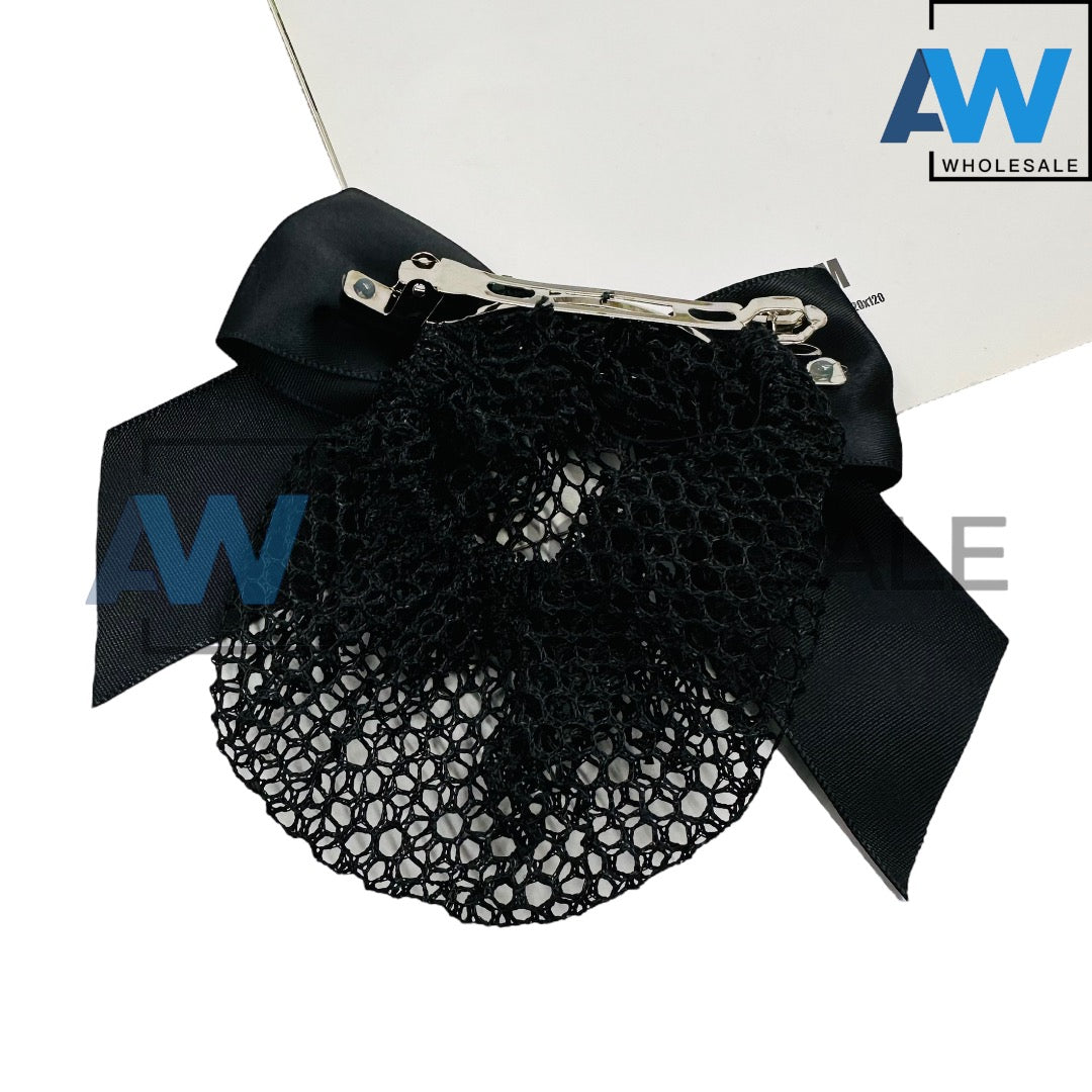 HPN-1962 (12 pcs) Satin Ribbon Hair Net Hair Clips