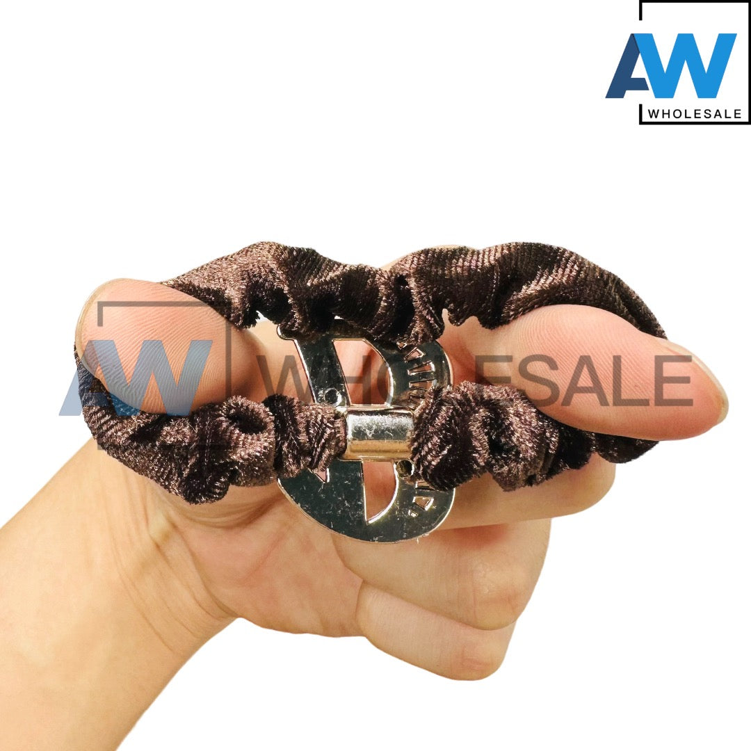 HPN-2024 (10 pcs) Pearl Velvet Fabric Scrunchies Hair Ties